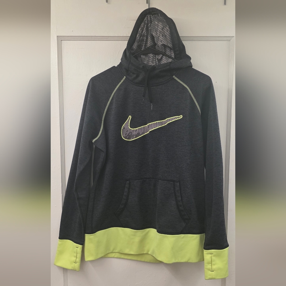 Nike Therma-FIT Swoosh Out Hoodie Women’s L Gray Neon Green
